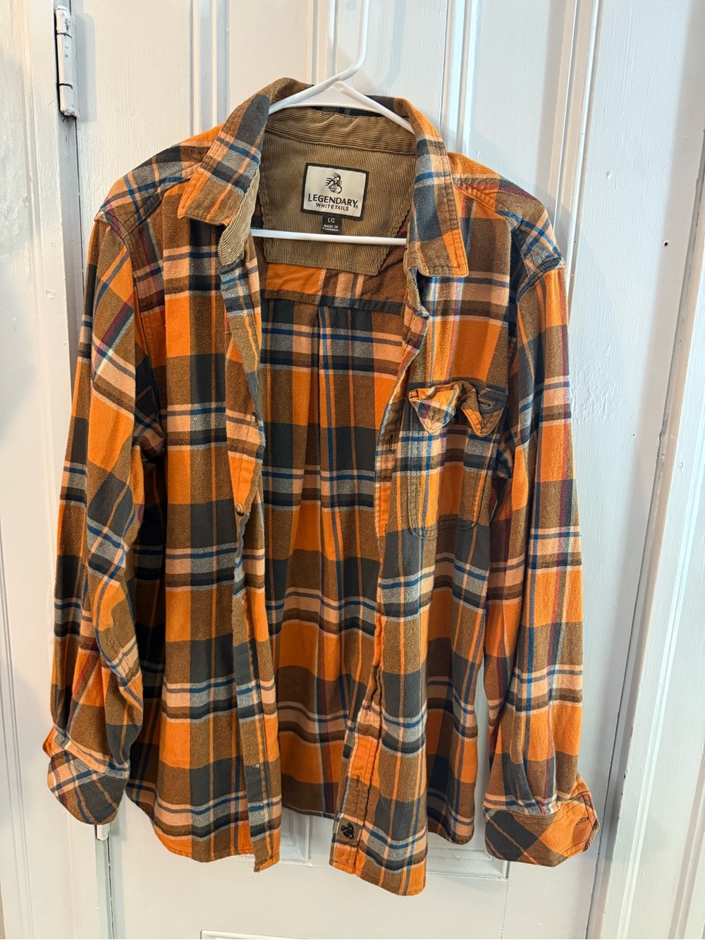 Legendary Whitetails Orange and Brown Plaid Button-Down Shirt